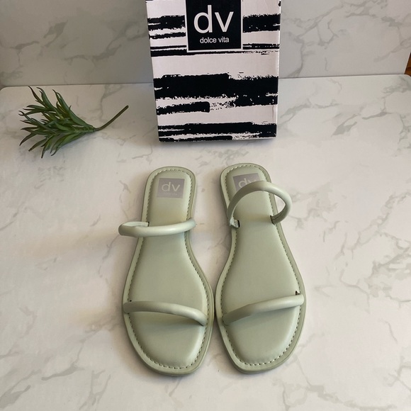DV by Dolce Vita Shoes - Dolce Vita DV Sage Green Jelly Sandals Double Strap Flat Minimalist Pistachio